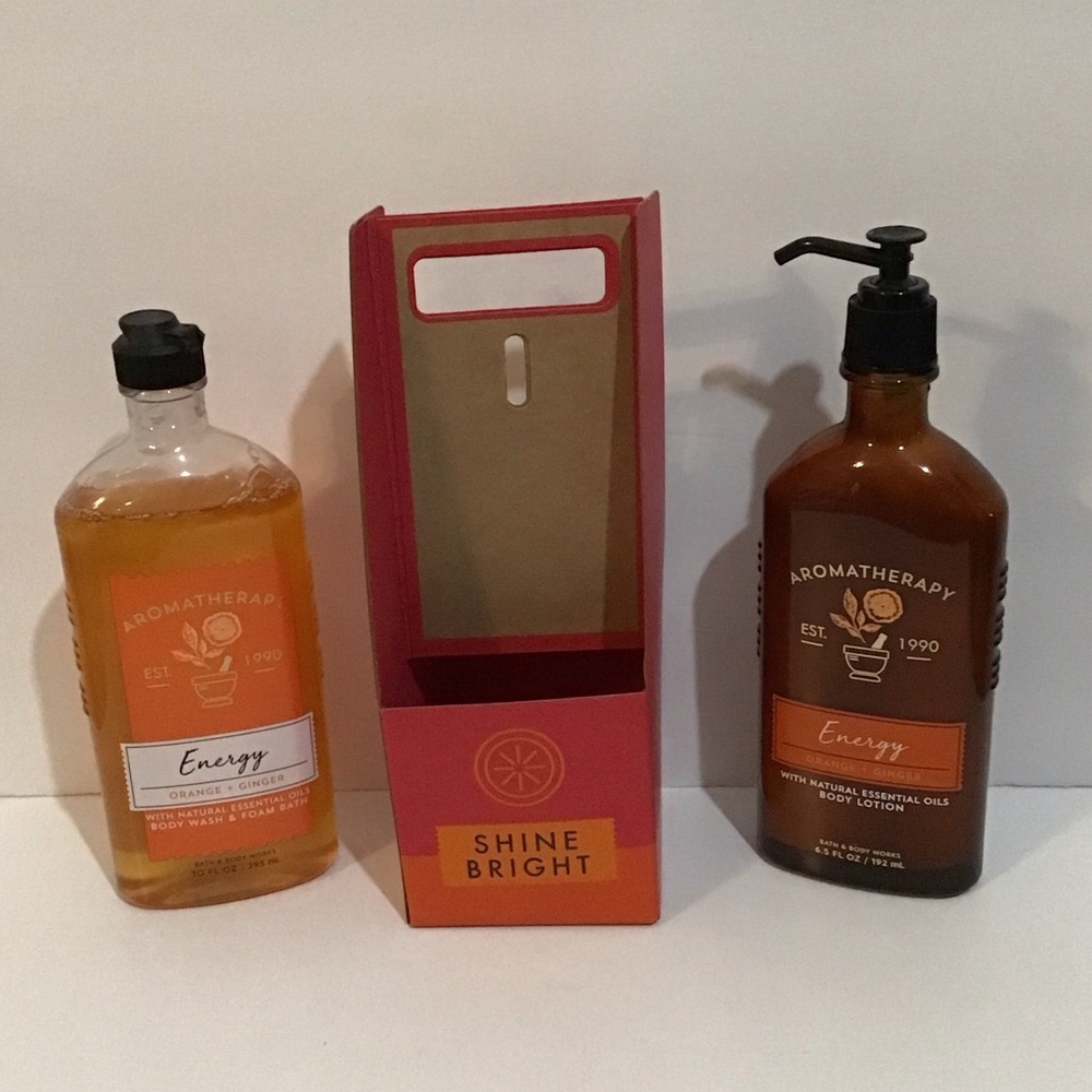 Rare Bath & Body Works Aromatherapy Energy Body Wash & Lotion Gift Set